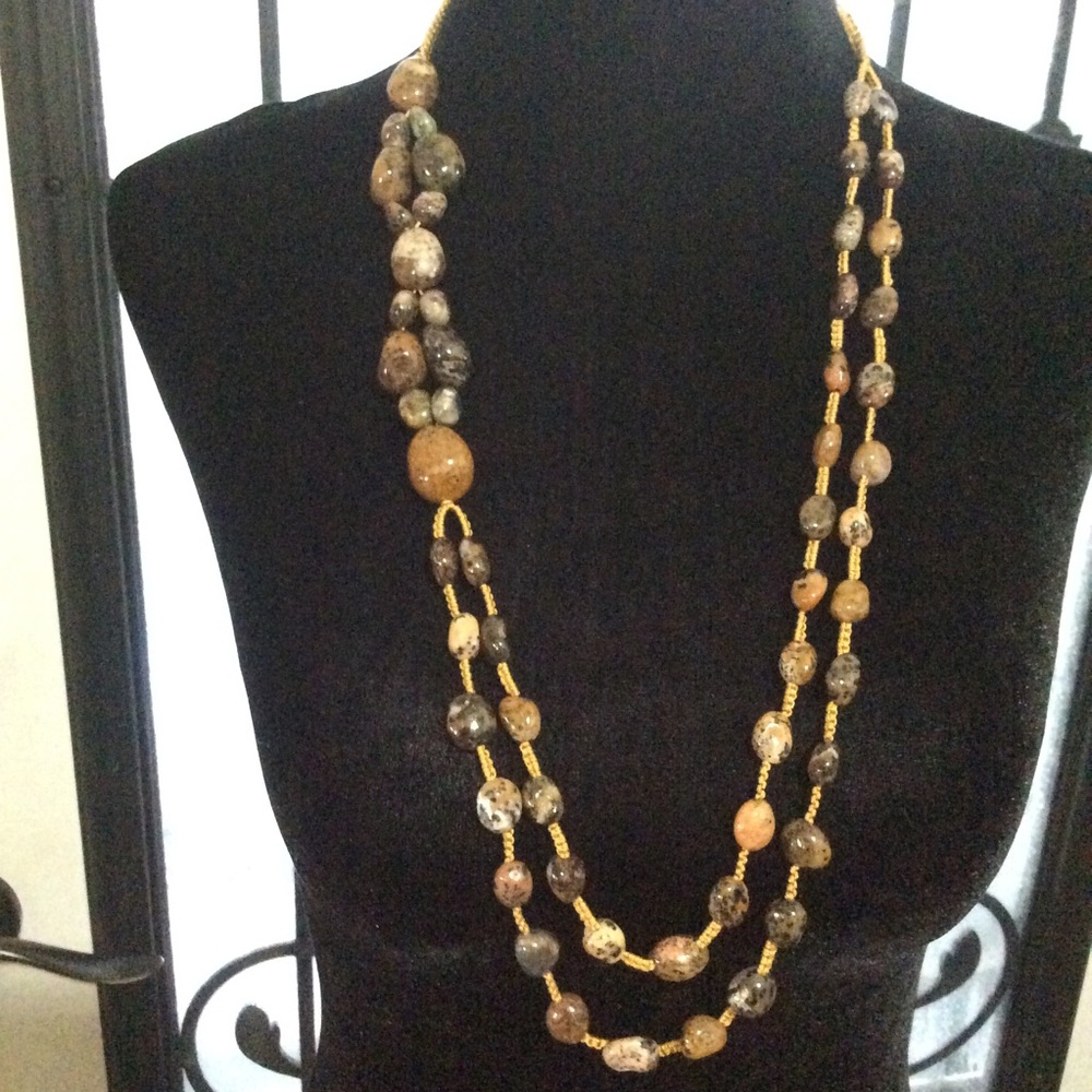 NWOT handmade petrified wood opal necklace